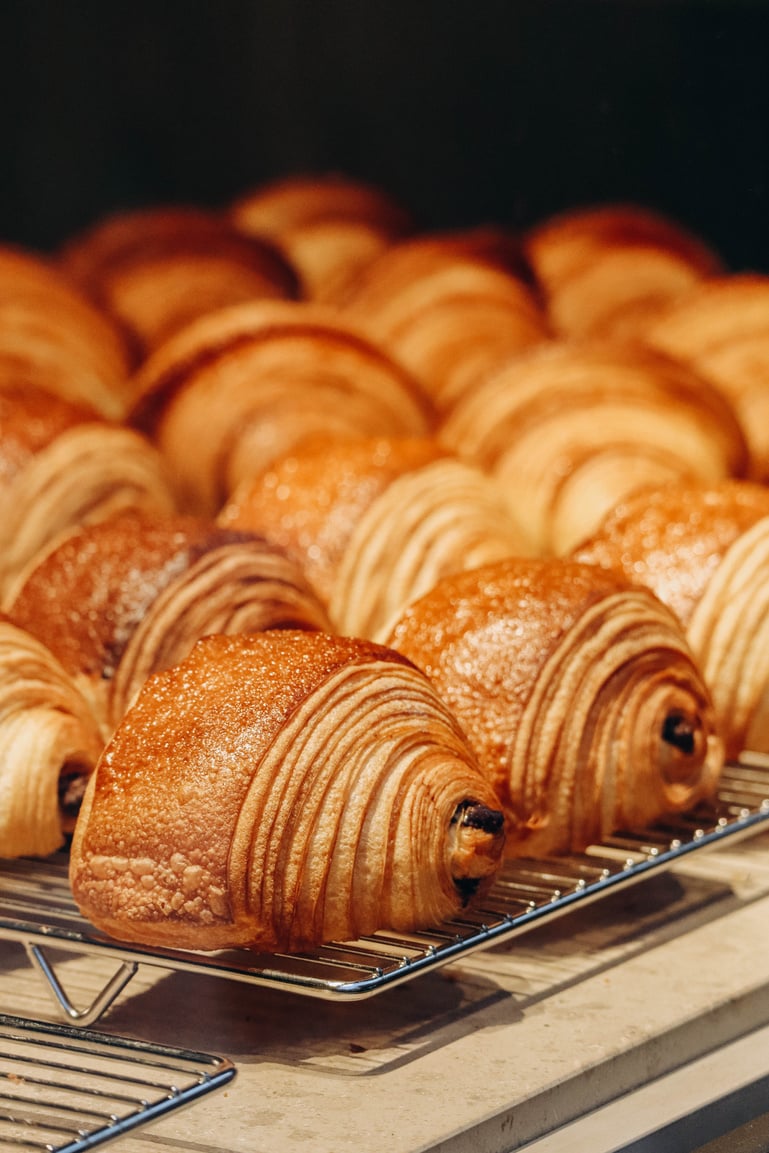 Fresh and beautiful pain au chocolats